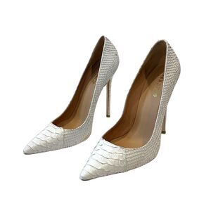 House of CB White Textured Heels
